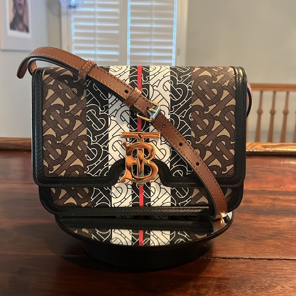 BURBERRY Monogram Small E-Canvas Crossbody Bag - Picture 1 of 17